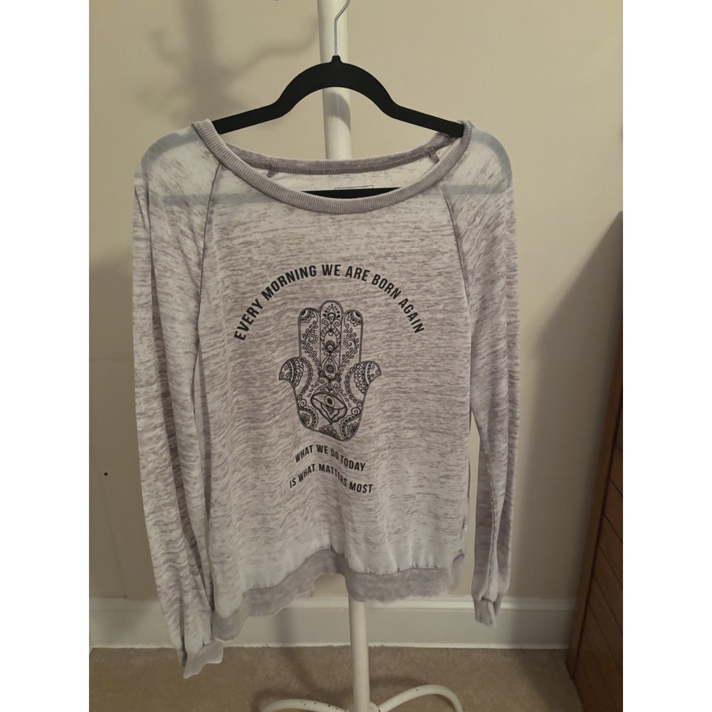 Miken Flow Every Morning We Are Born Again grey long sleeve size large